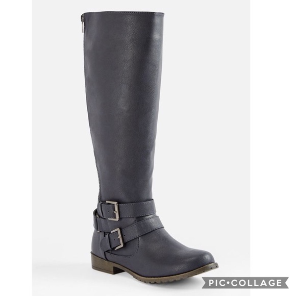 JustFab Shoes - JustFab Vivica Navy Wide Boots Size 8 W